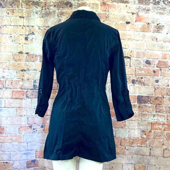 Miss LiLi Trench Coat Midi Black Sz Medium - Picture 7 of 14